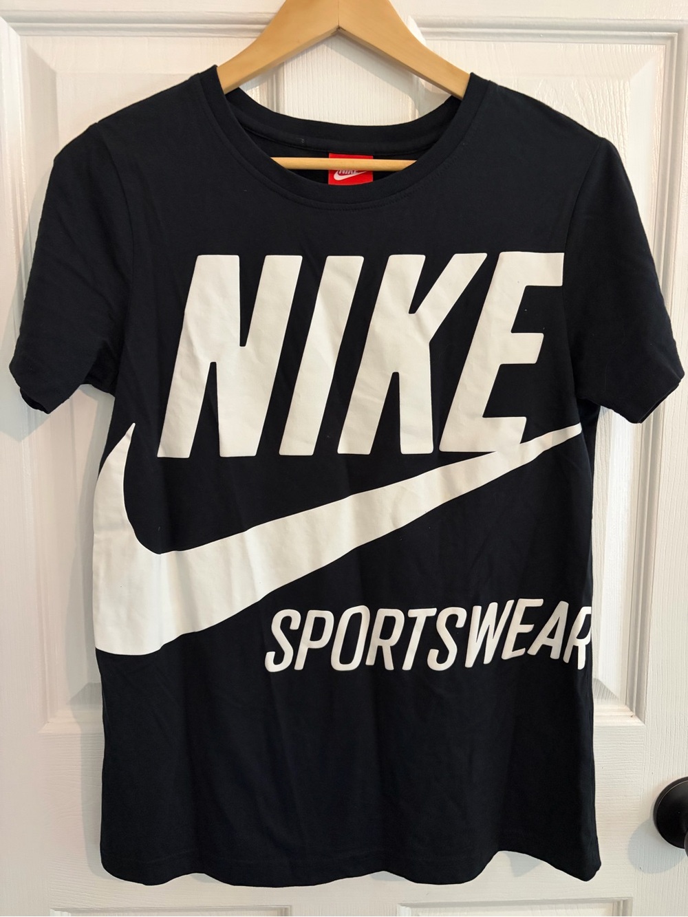 Nike Women’s Black & White Sportswear Logo Short Sleeve Tee - Size S